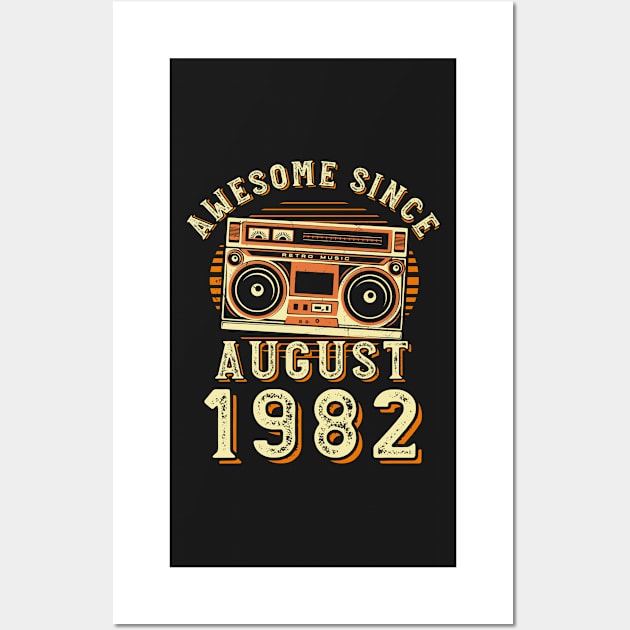 Funny Birthday Quote, Awesome Since August 1982, Cool Birthday Wall Art by Estrytee